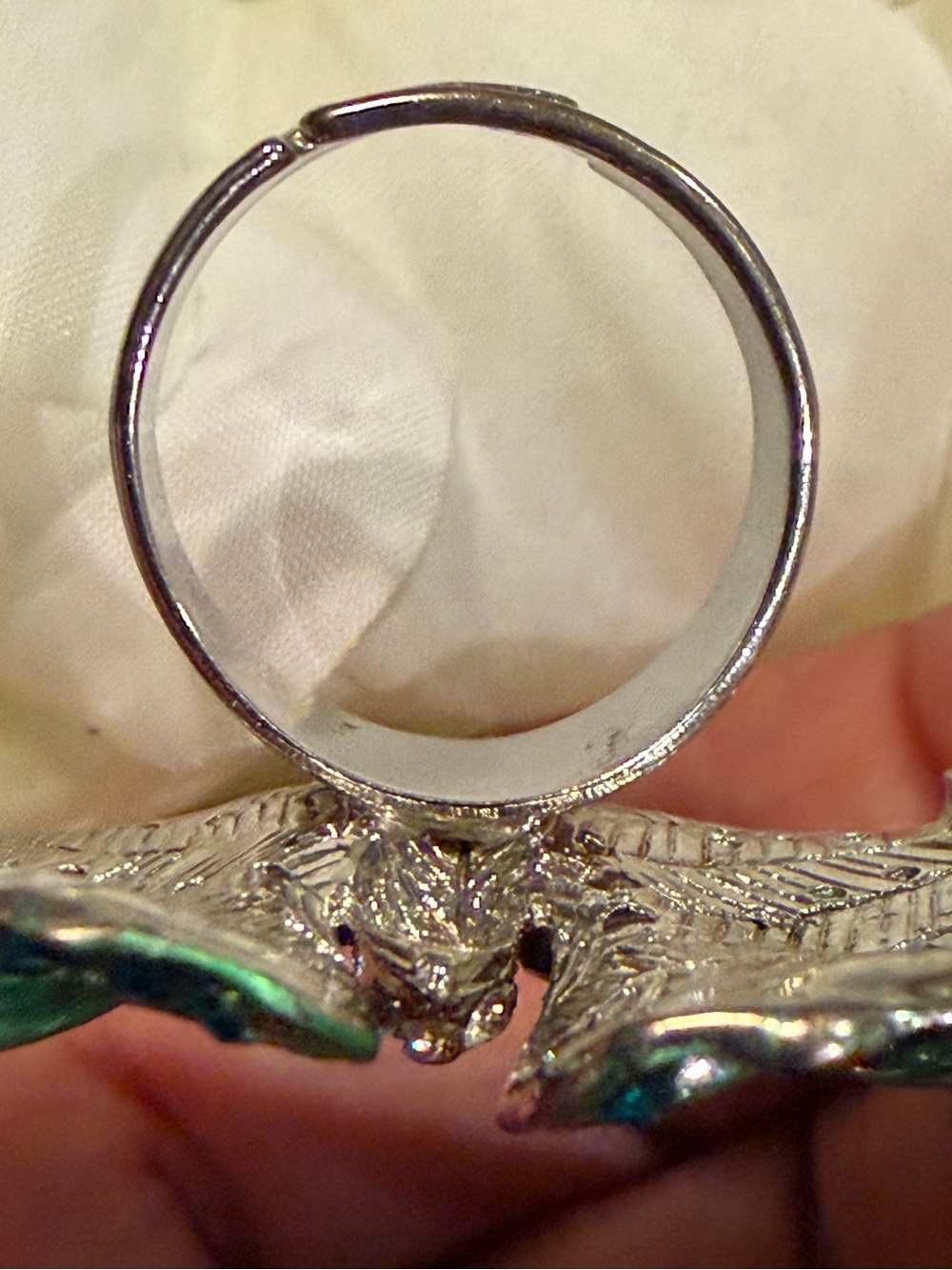 Oversized Rhinestone Butterfly Statement Cocktail Ring - Adjustable - Picture 7 of 16